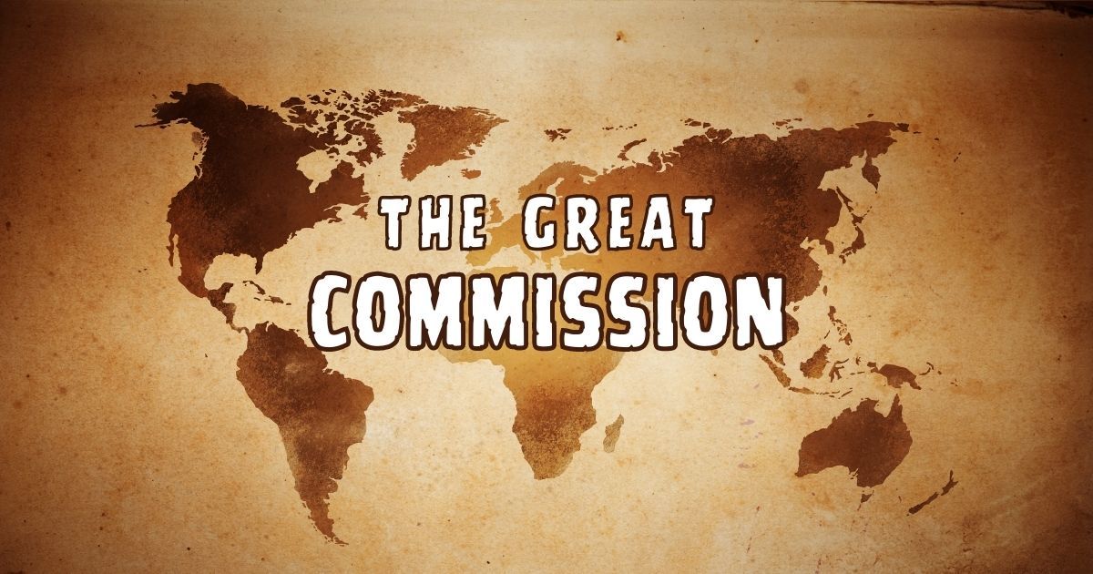 A map of the world with the words the great commission on it