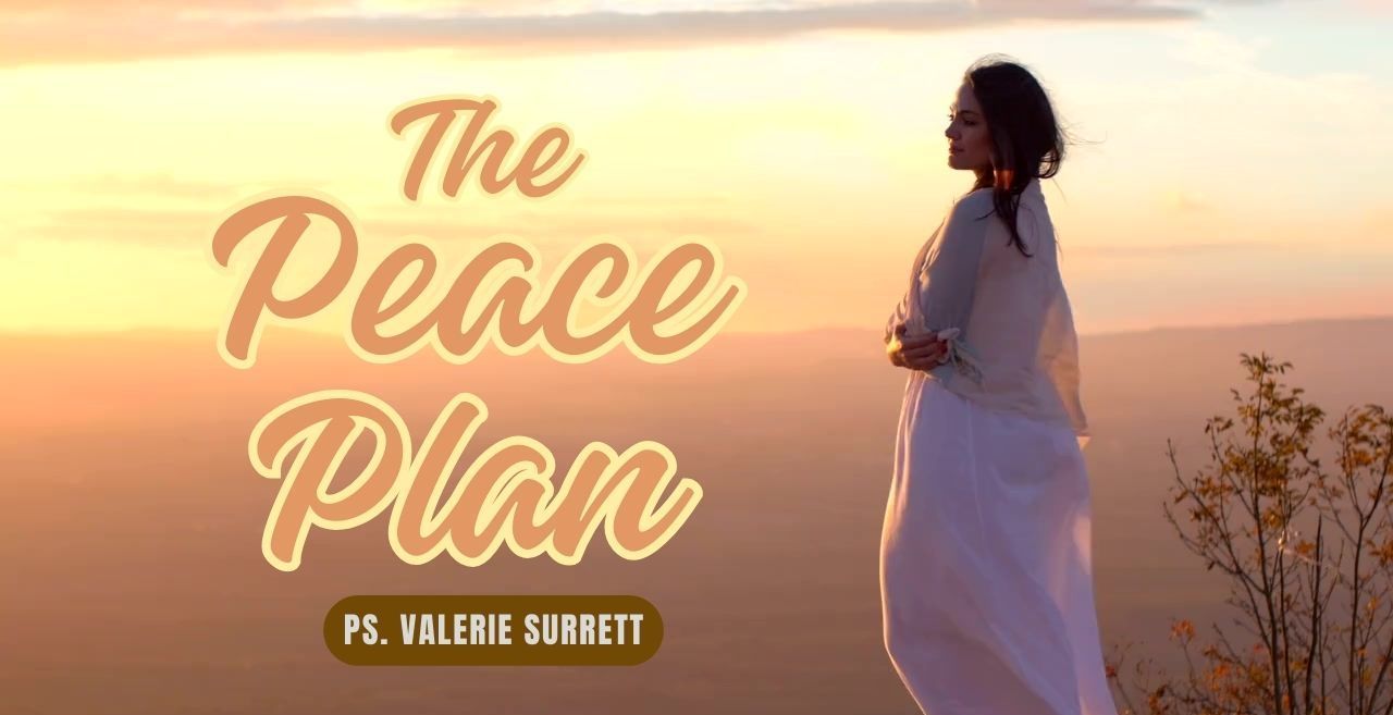 A woman in a white dress is standing in front of a sunset.