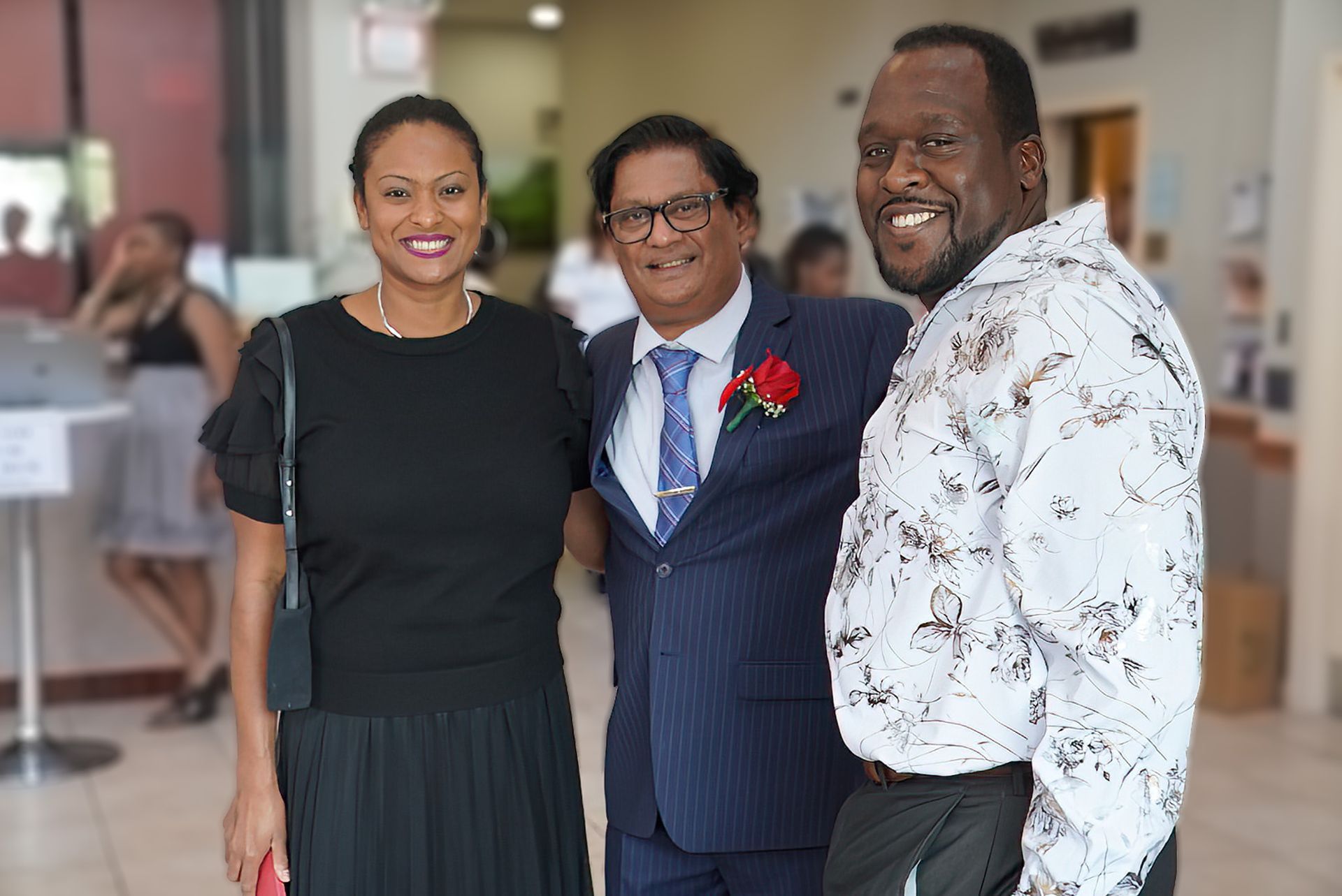 A group of people are posing for a picture together.