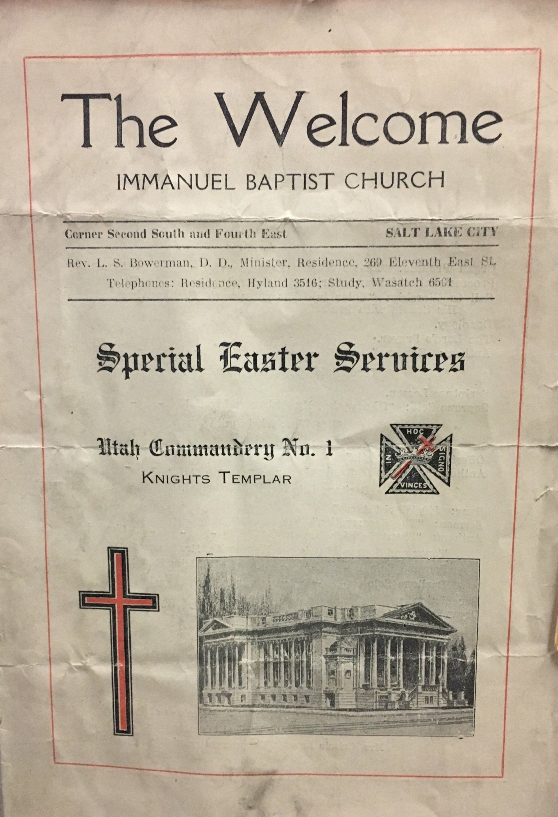 An old, faded church pamphlet: 