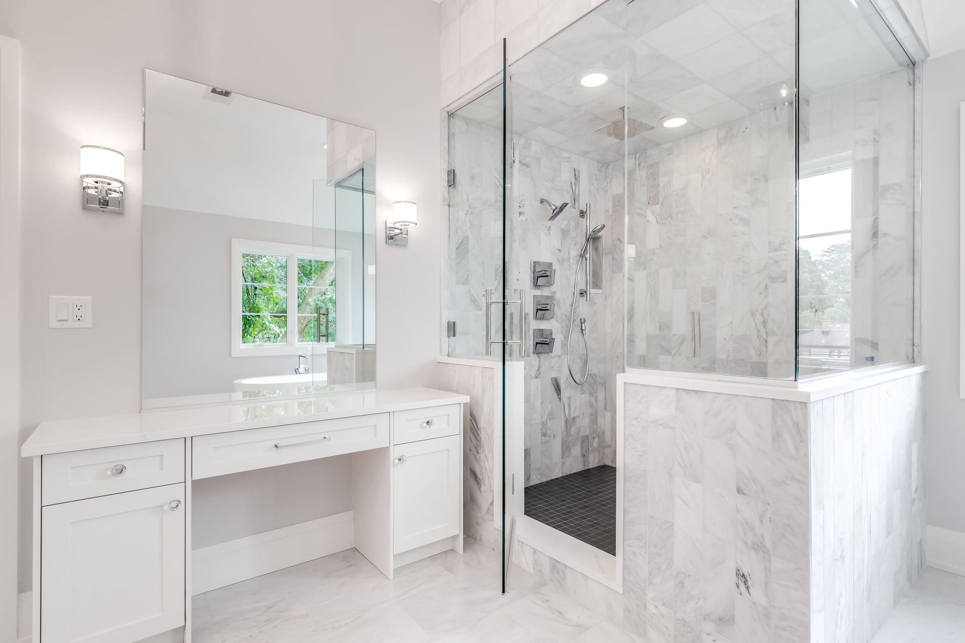 Modern bathroom updates including a tub to shower conversion