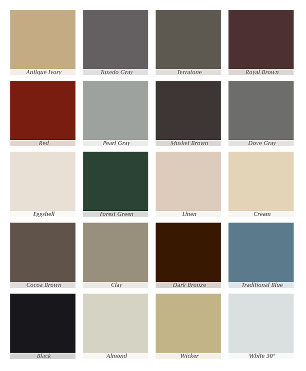 Color Charts — Ruckersville, VA — Right Choice Seamless Gutters