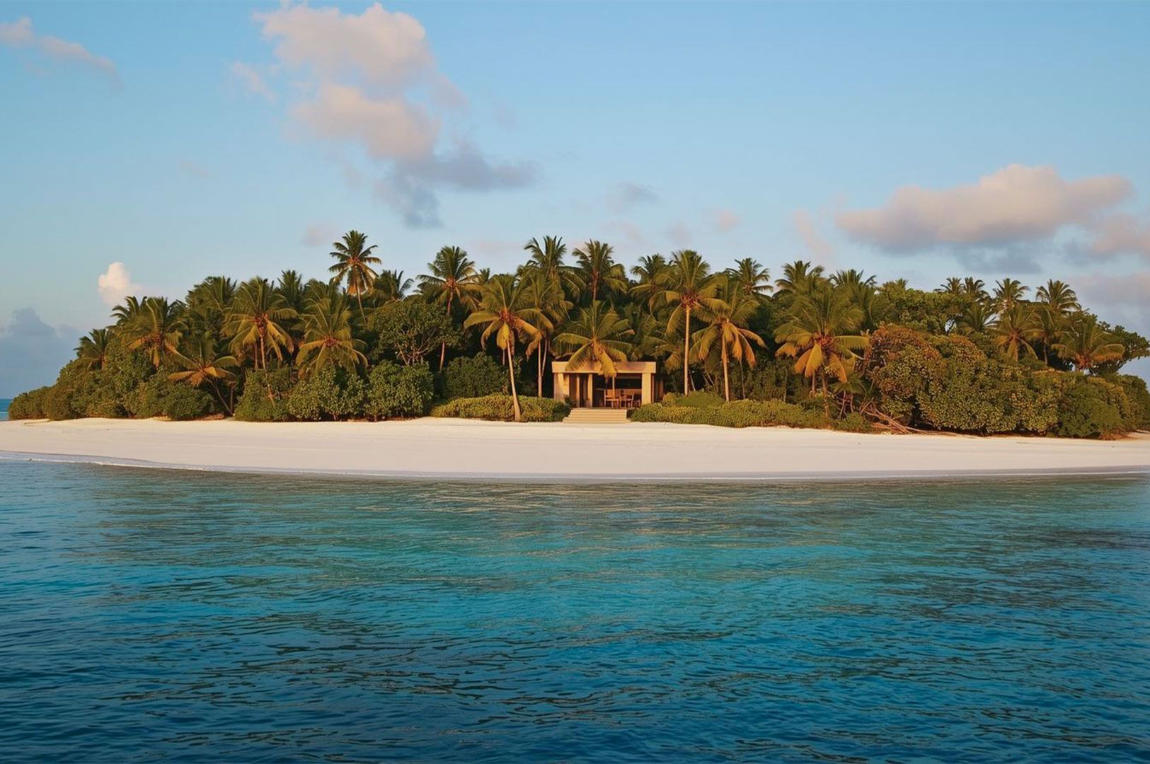 A waiter dressed in a white suit carrying a serving tray with an orange cocktail, walking across a s