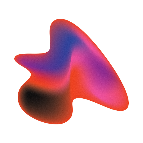 A red purple and blue abstract shape on a white background