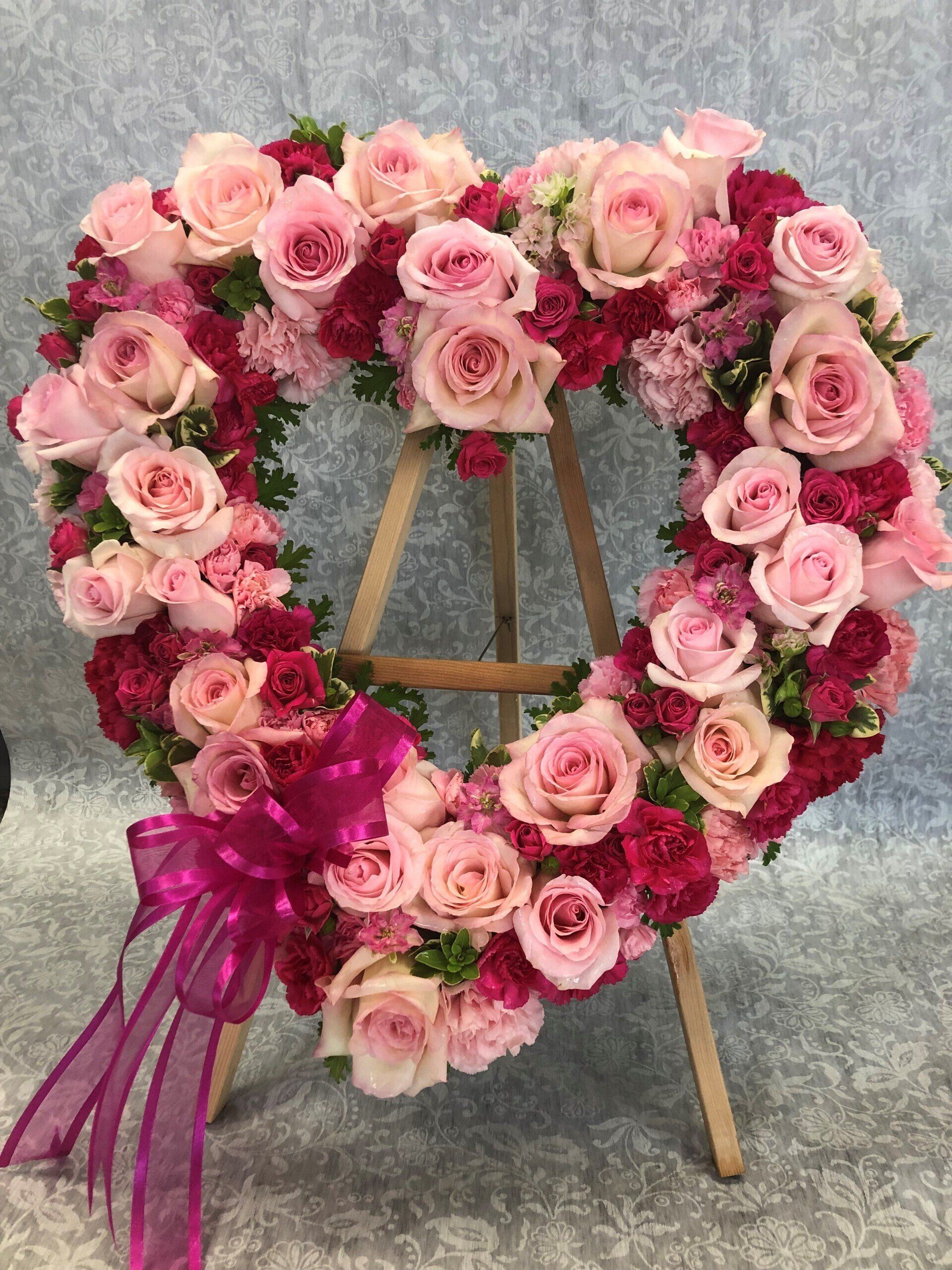 Red Funeral Flowers with Stand — Redlands, CA — Hockridge Florist