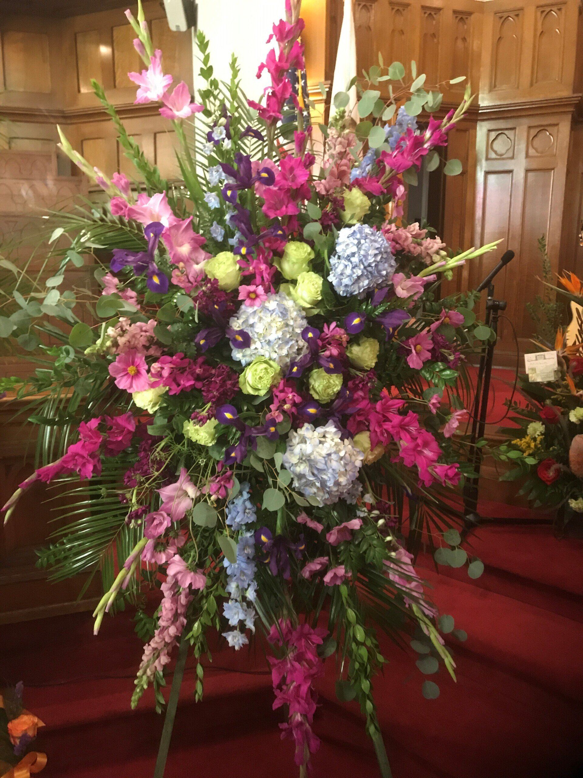 Funeral Flowers with Stand — Redlands, CA — Hockridge Florist
