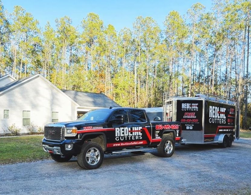 Black truck and trailer with 