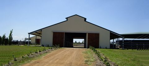 horse stables front view