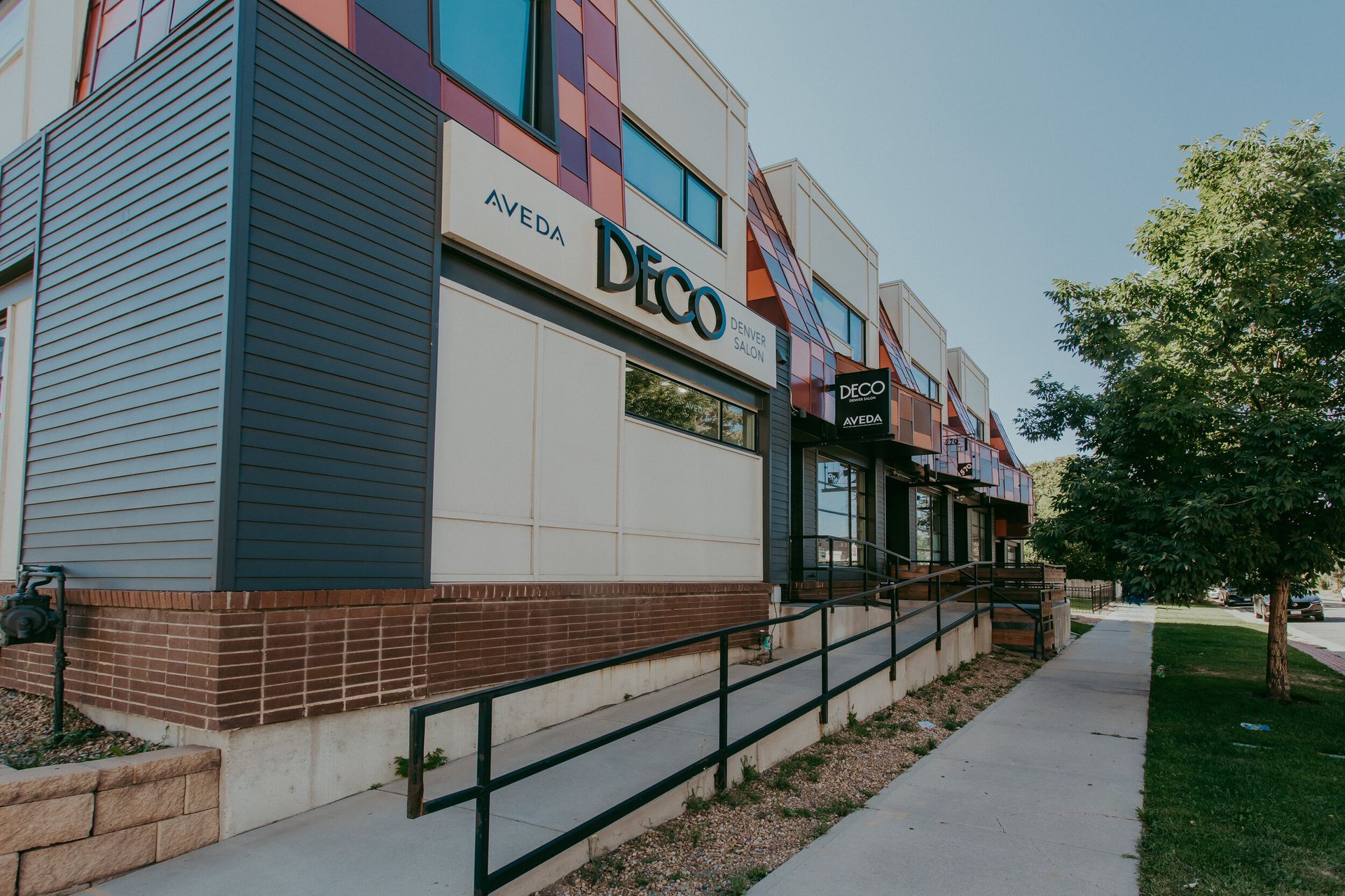 Exterior view of an Aveda salon 