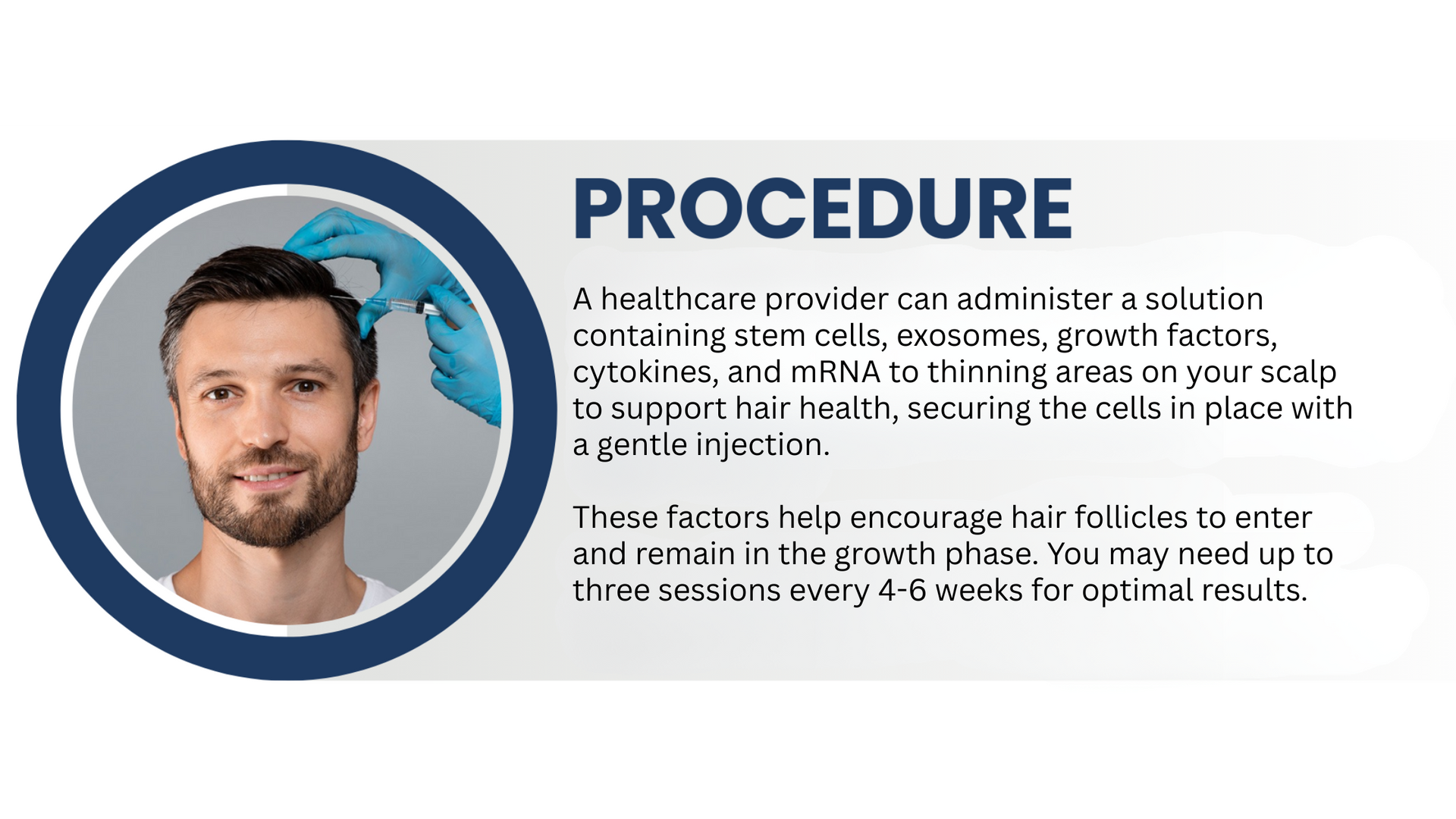 A man with a beard is getting a procedure done on his head.