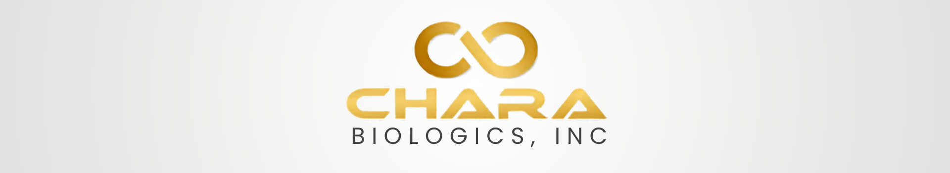 A gold logo for chara biological inc. on a white background