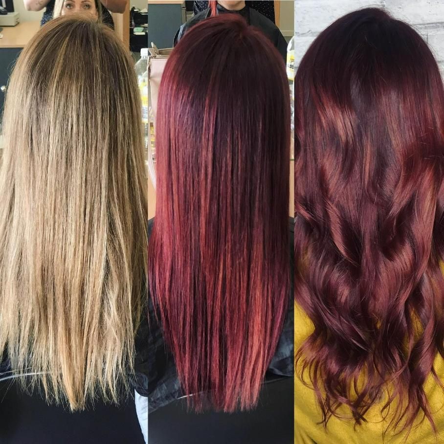Three Pictures of A Woman 's Hair Before and After Being Dyed — Eden Hair in Sunshine Coast, QLD