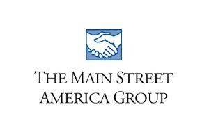 The main street america group logo is a handshake between two people.