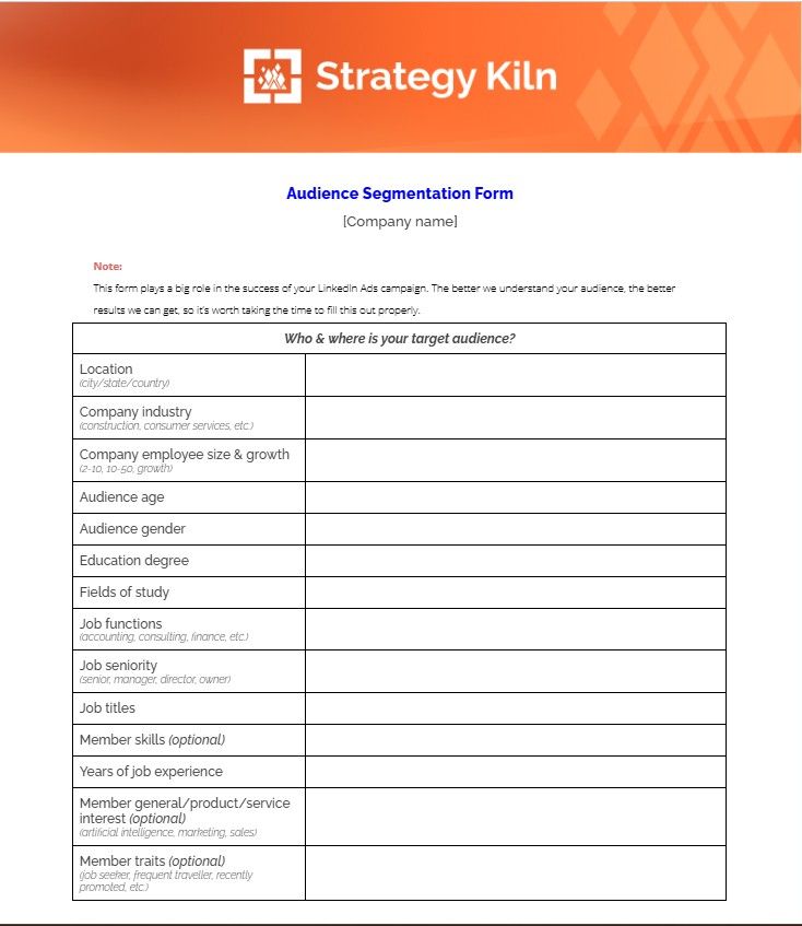 A comprehensive one pager of all the targeting options of LinkedIn Ads