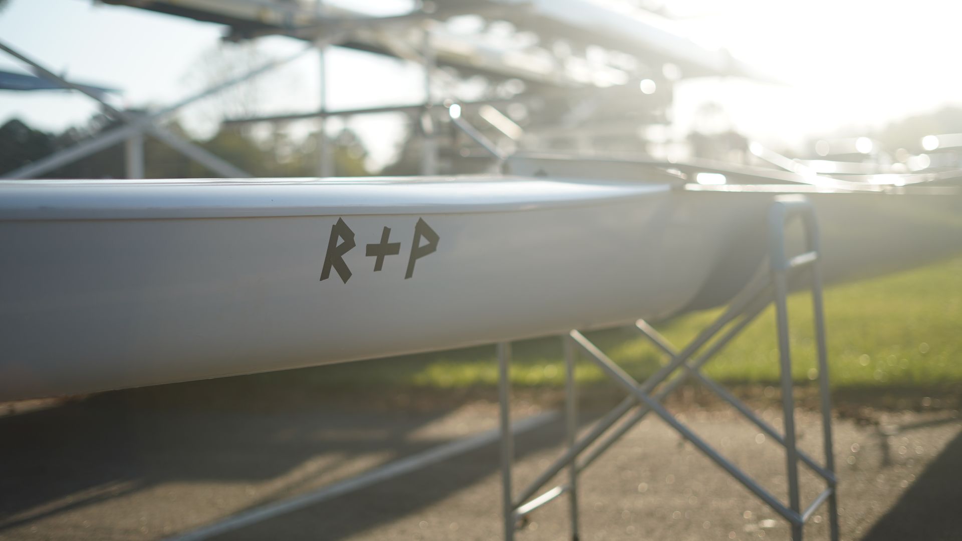 White rowing shell with 