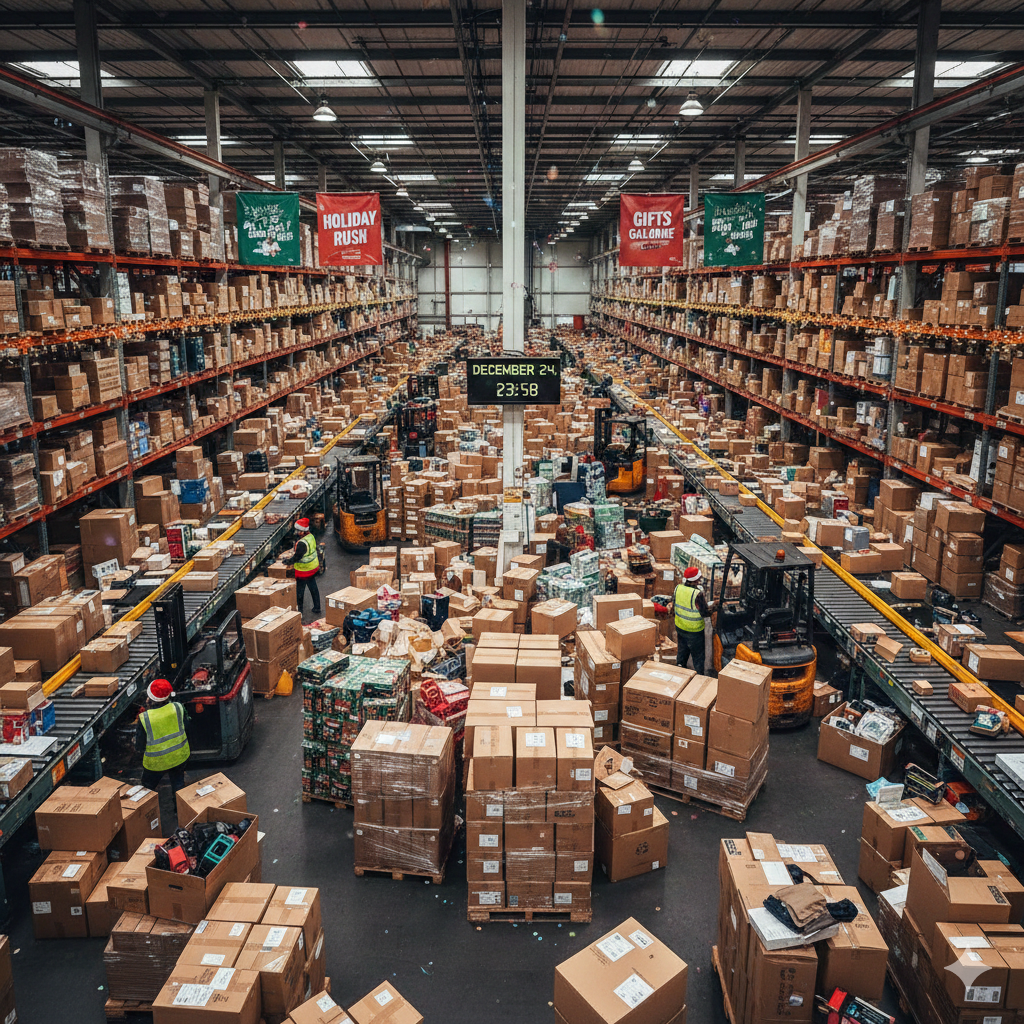 Dedicated warehouse facility solving peak season challenges through organized inventory storage