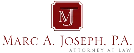 Logo of Marc A. Joseph, P.A. with a maroon emblem and initials "MJ". Text "ATTORNEY AT LAW" underneath.