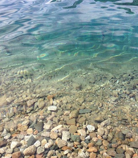 View of pebbles under crystal clear water