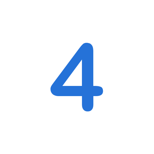 A blue number four on a white background.