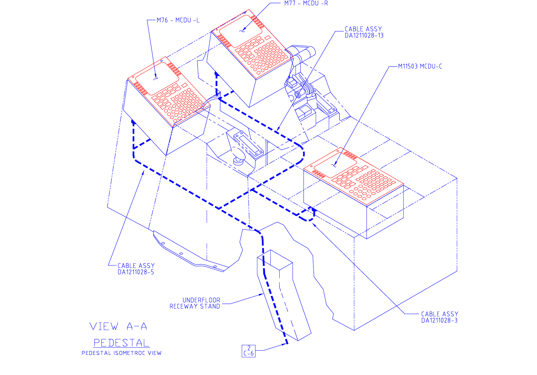A blue and red drawing of a machine with the letters tc on it