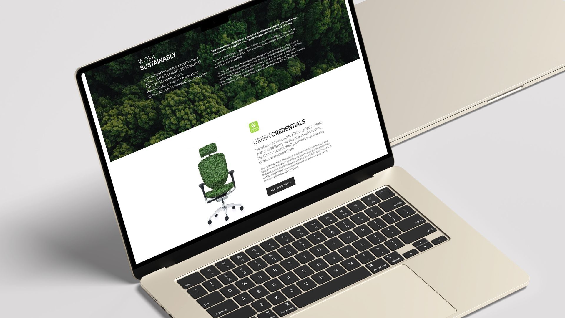 ComfortUK sustainability landing page, written by freelance writer in Scotland