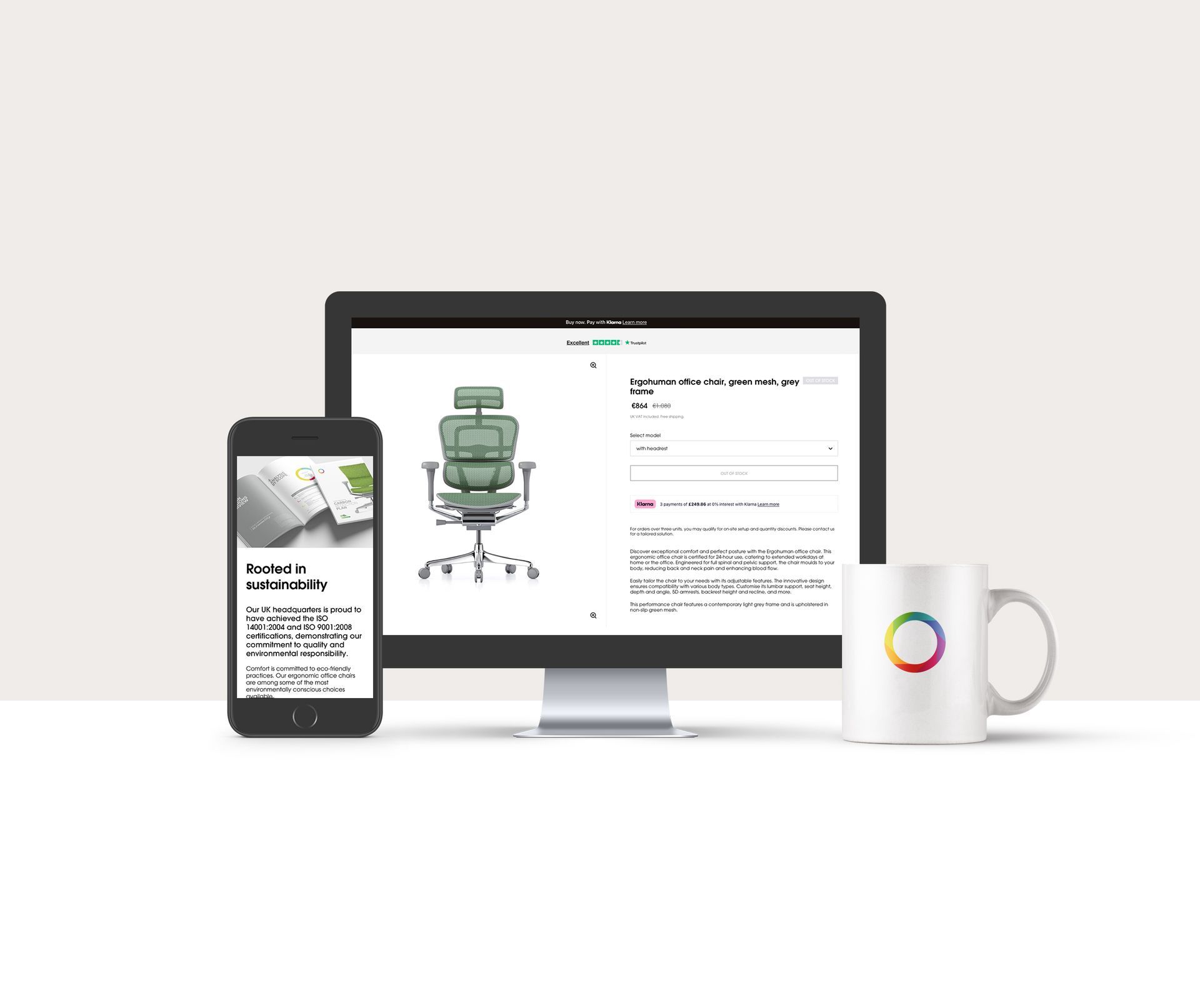 Ergohuman site on desktop and mobile