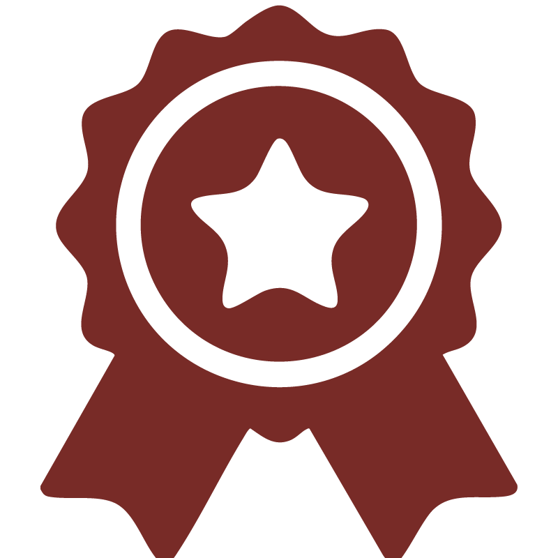 A red ribbon with a white star in the middle.