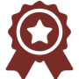 A red ribbon with a white star in the middle.