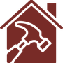 An icon of a house with a hammer inside of it.