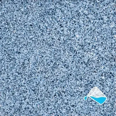 A close up of a blue carpet with a bucket of water pouring out of it.