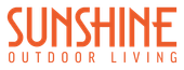 The logo for sunshine outdoor living is orange and white.