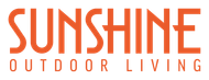 The logo for sunshine outdoor living is orange and white.