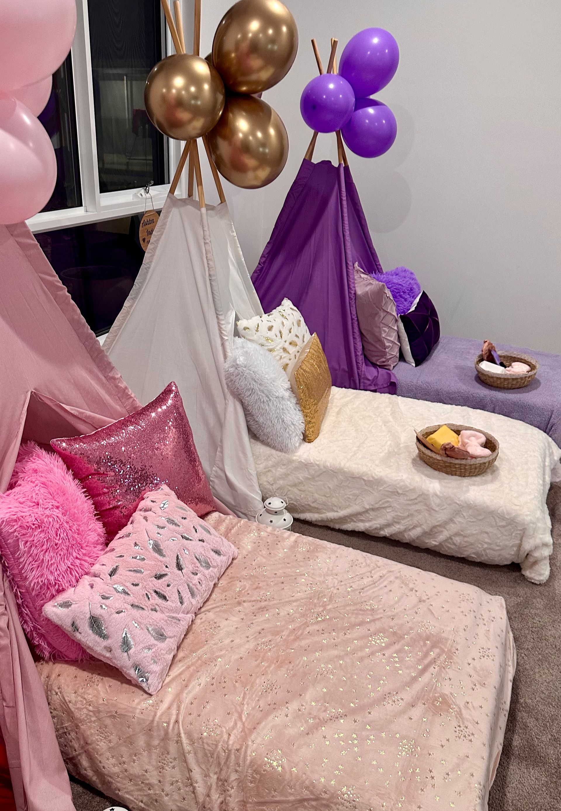 Pink And Purple Party Set up — Sweet Parties & Braids in Tatton, NSW