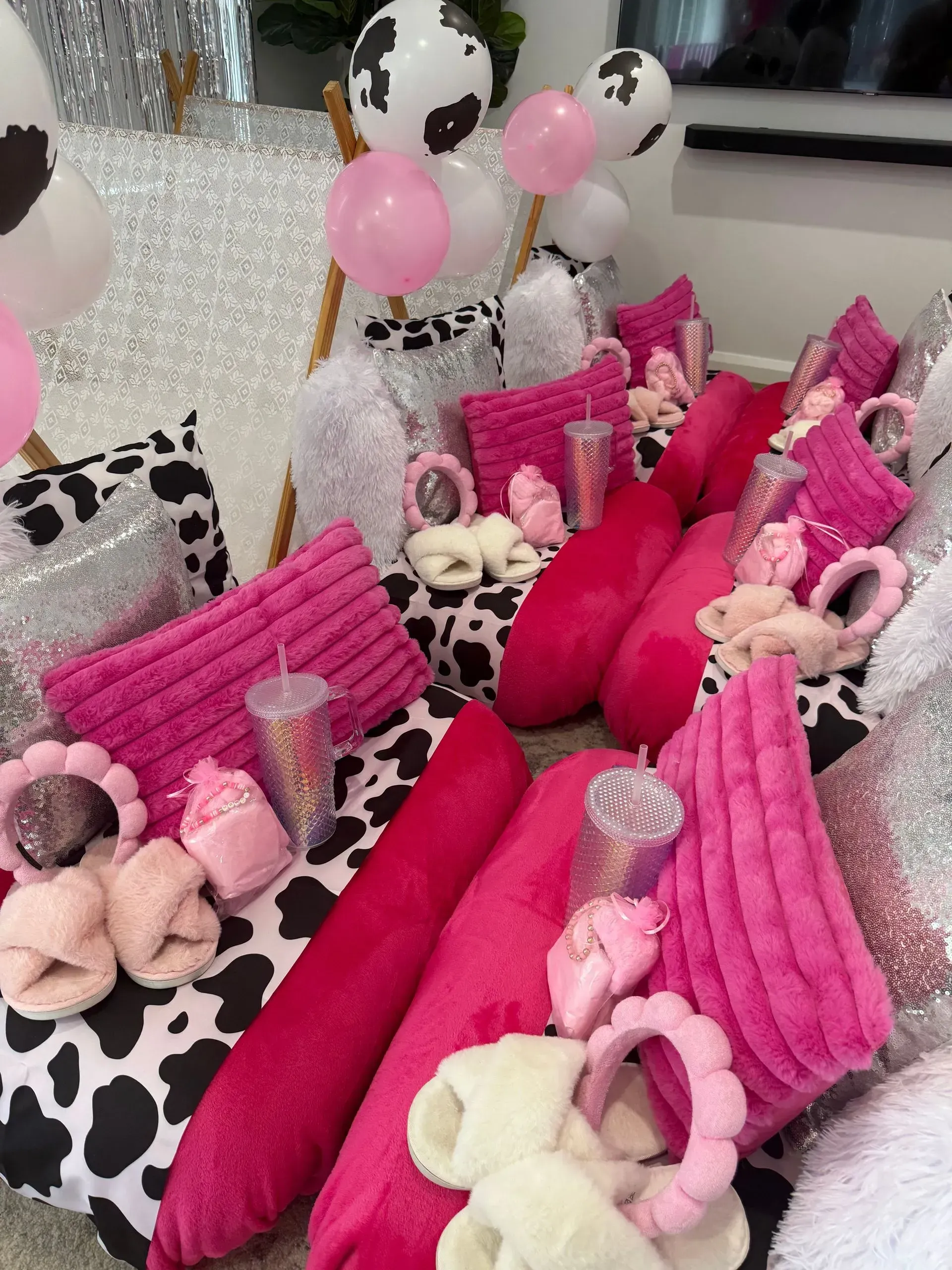 Pink and Black Party Decor With Stuffed Animals — Sweet Parties & Braids in Tatton, NSW