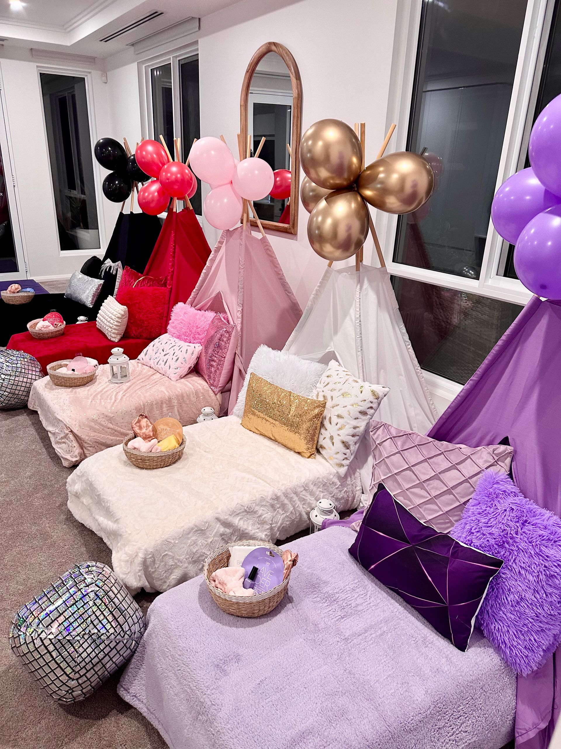 Beds Set Up For a Sleepover Party — Sweet Parties & Braids in Tatton, NSW
