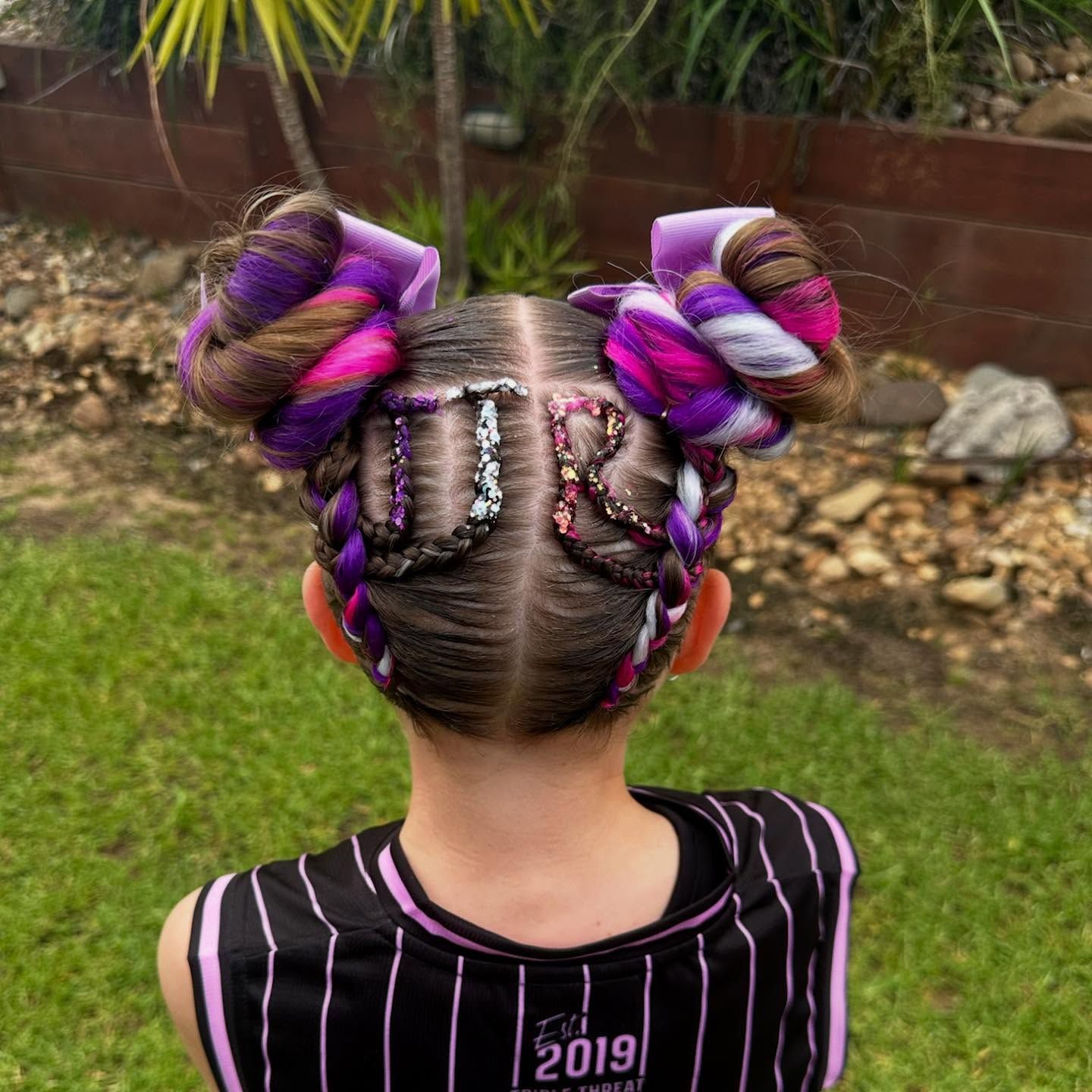 Little girl with Stylish bright Colorful hair and braids — Sweet Parties & Braids in Tatton, NSW