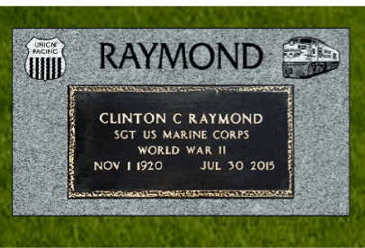 Gravestone for Clinton C. Raymond, US Marine Corps, World War II, with birth and death dates.