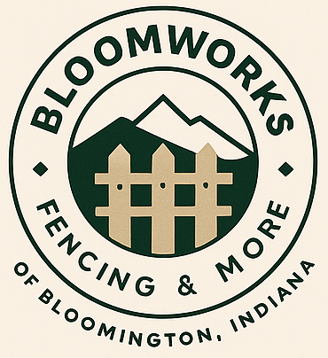 Bloomworks logo: circular, green and tan. Includes mountains, a fence, and text.