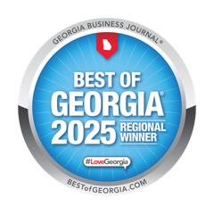 A georgia business journal badge that says best of georgia nominee