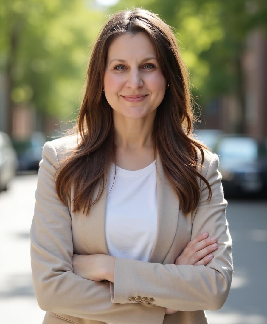Man smiling in a blue jacket, sitting in front of a bookshelf.