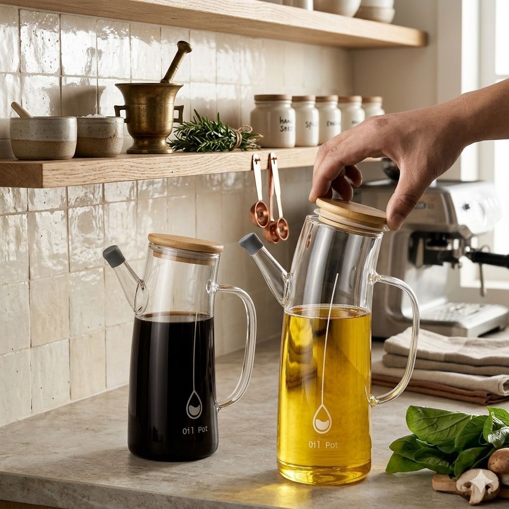 Aceitero de Vidrio Premium 750ml con Tapa Ba