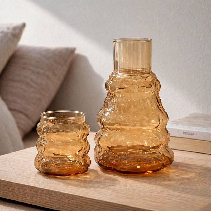 Botella Jarra de Vidrio + Vaso de Noche