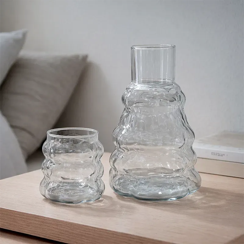 Botella Jarra de Vidrio + Vaso de Noche