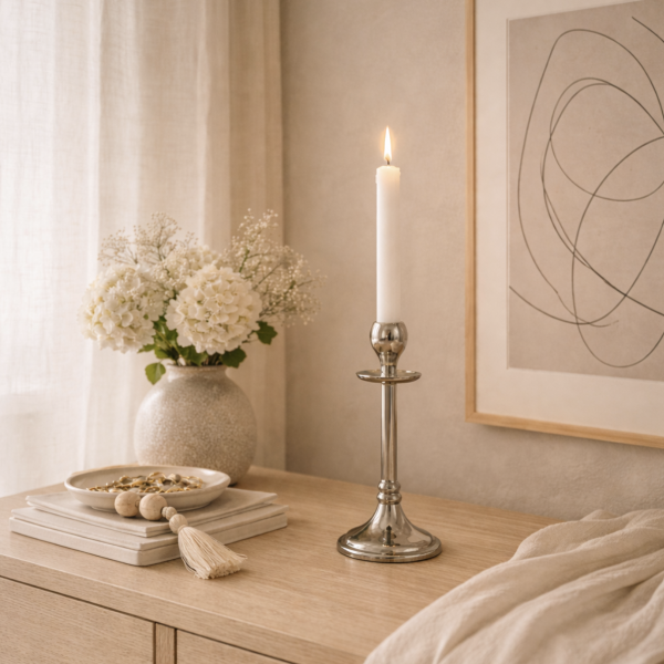 Candelabro nickel porta vela