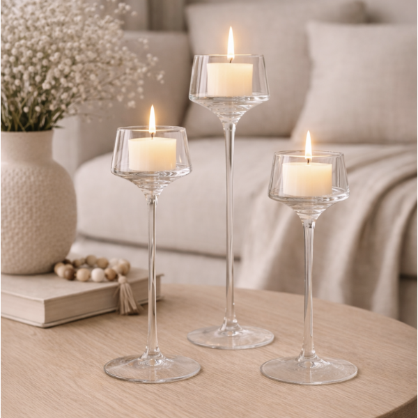 Set x3 Candelabros de Vidrio