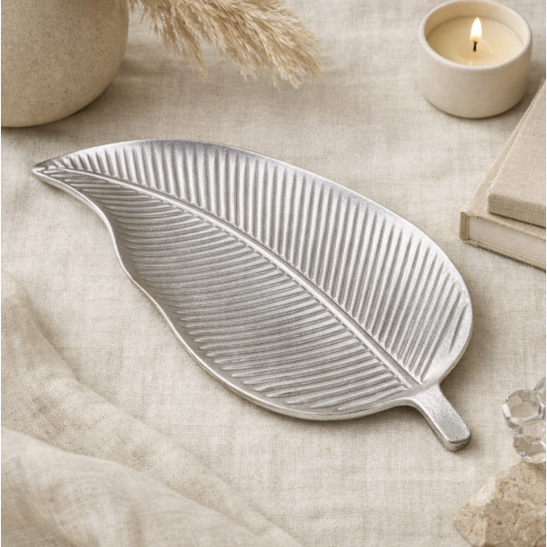 Centro de mesa hoja 35x17 plata