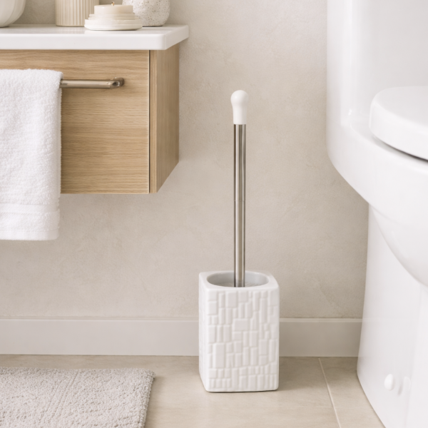 Cepillo para baño cerámica blanco