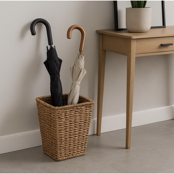 Cesto de Seagrass y Metal – 26 x 26 x 26 cm