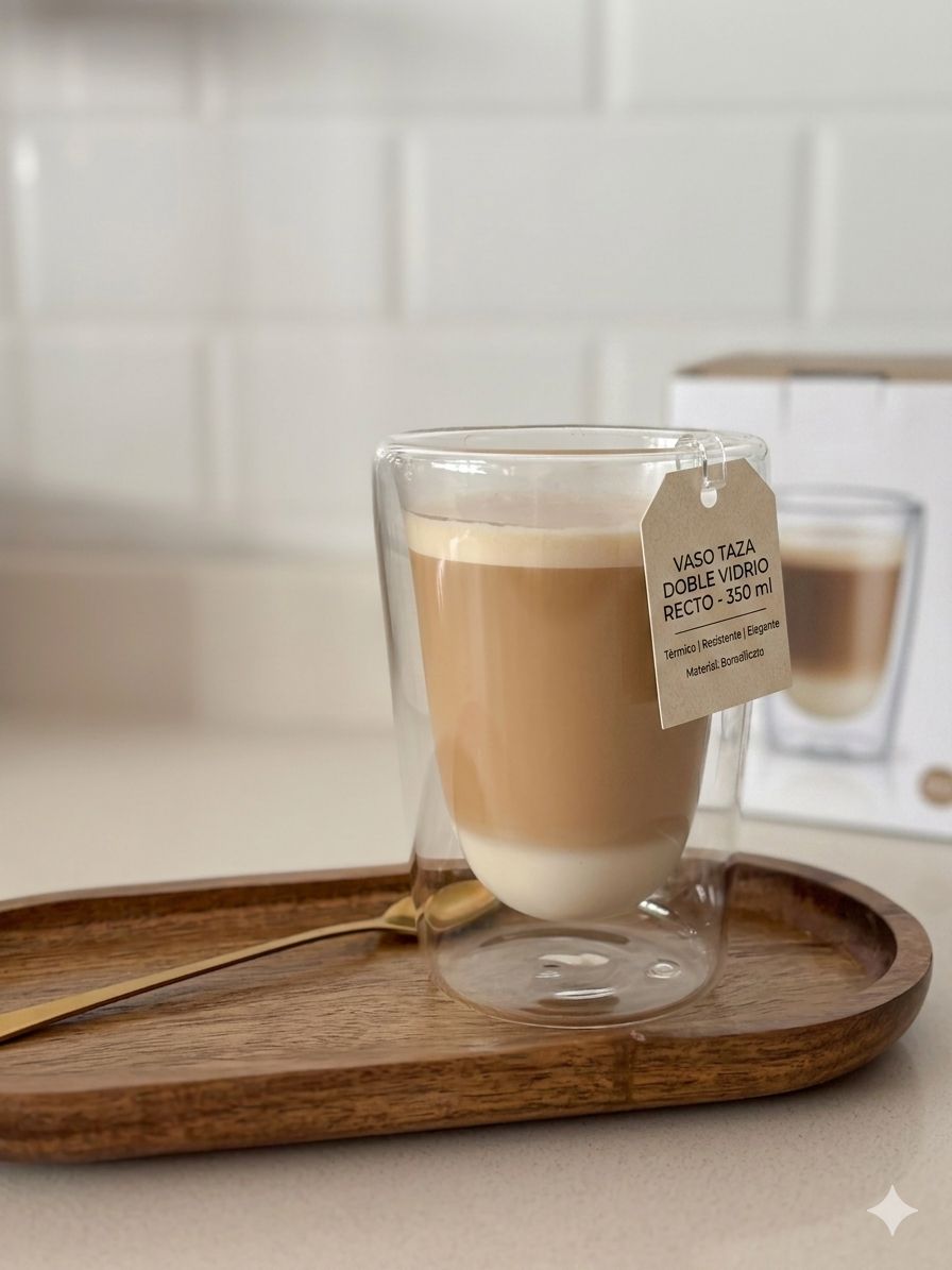 VASO TAZA DOBLE VIDRIO RECTO 350 ml