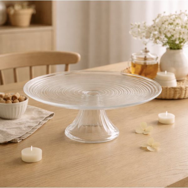 Expositor con Pie de Vidrio Labrado – 22 cm